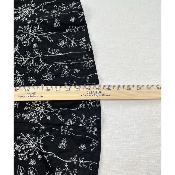 CHRISTOPHER & BANKS Women's Linen Blend Skirt Sz L Fairy Goth Embroidery Floral - Picture 8 of 8